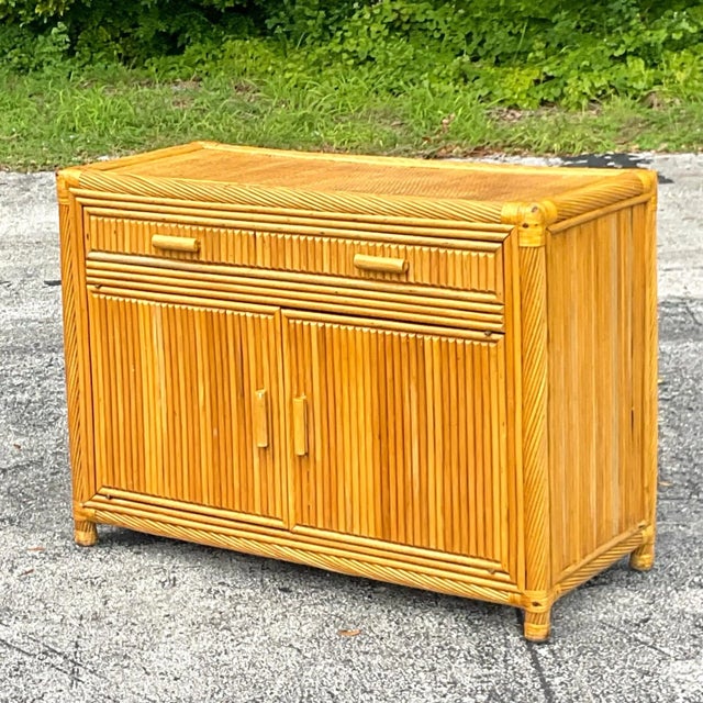 Late 20th Century Vintage Coastal Twisted Pencil Reed Credenza For Sale In West Palm - Image 6 of 7