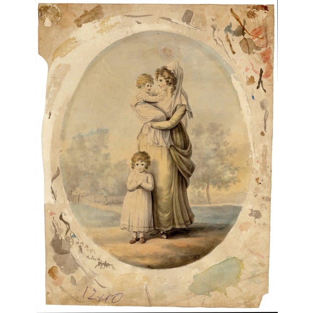 Contemporary Attrib. Henry William Bunbury, Lady Rushout & Children, Watercolour For Sale - Image 3 of 7