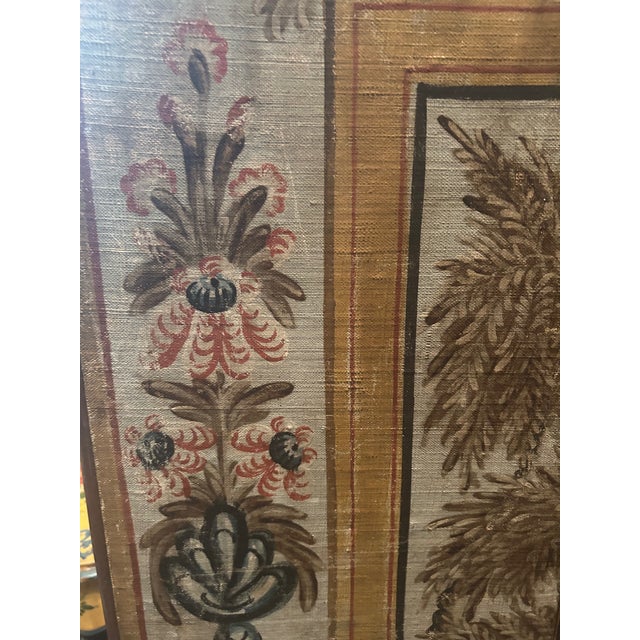 Textile Swedish Painted Five-Panel Screen 18th Century Painted Canvas Panels, Assembled 20th Century For Sale - Image 7 of 10