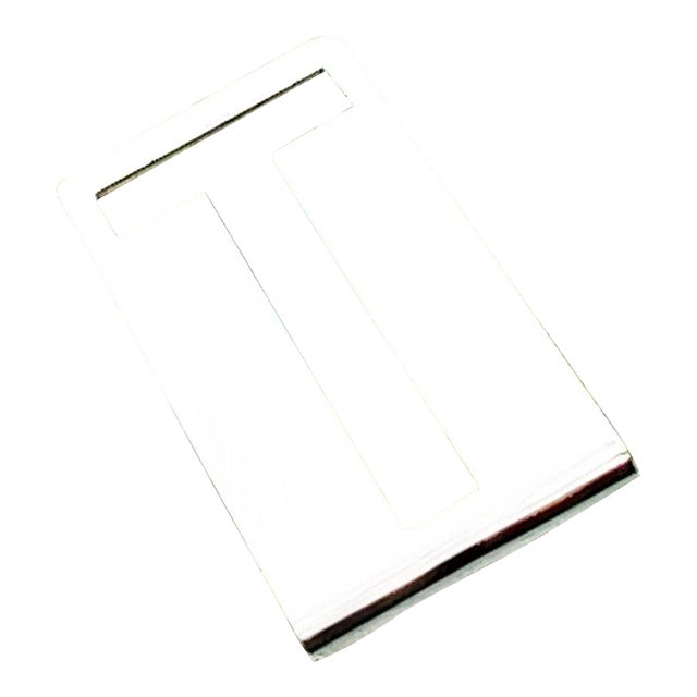 Tiffany & Co Large "T" Money Clip Sterling Silver Estate For Sale
