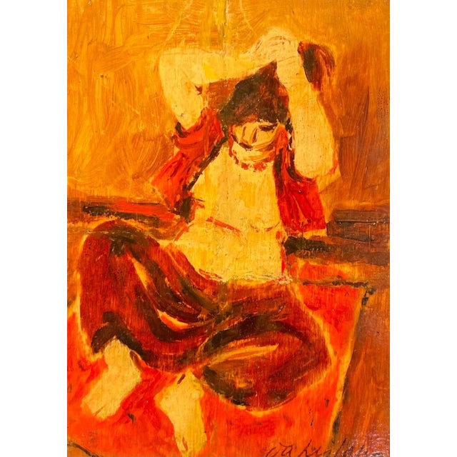 1940s Giulio da Milano, Red Odalisque, 1947, Oil Painting For Sale - Image 5 of 5