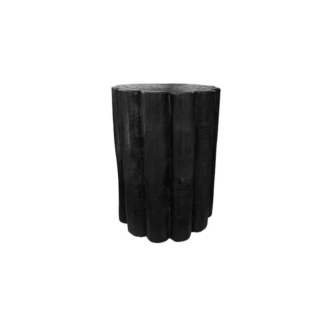 Contemporary Sculptural Suar Wood Side Table, Burnt Finish Modern Organic For Sale - Image 3 of 6