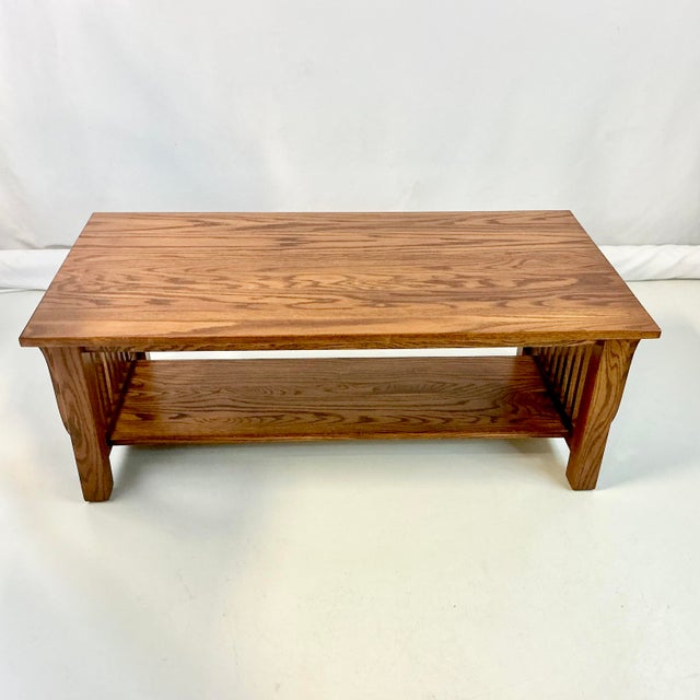 1990s Vintage Arts & Crafts America Shaker Oak Coffee Table, After Stickley. For Sale - Image 12 of 18
