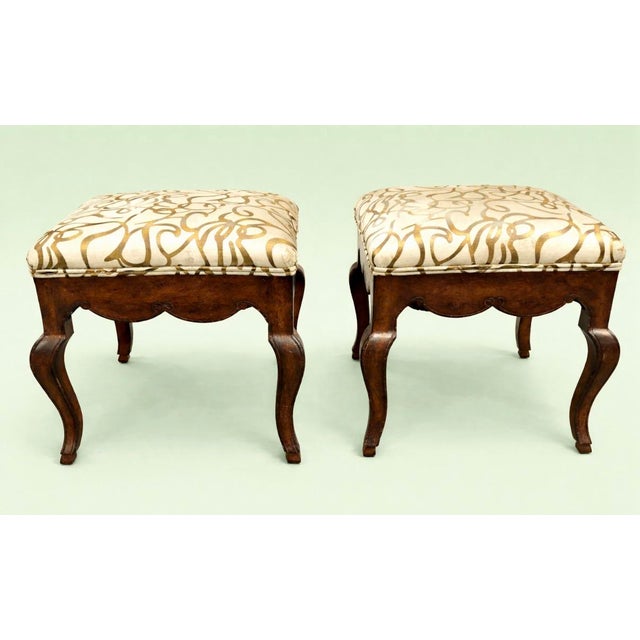 A fantastic pair of Antique Queen Anne ottoman’s,small but heavy walnut wood, beautiful curved cabriolet legs with carved...