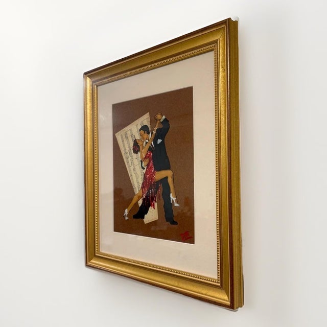 Marcela Di Tomaso Ditto Tango Dancers Mixed Media Framed Art Argentina 18" X 16" For Sale - Image 4 of 9