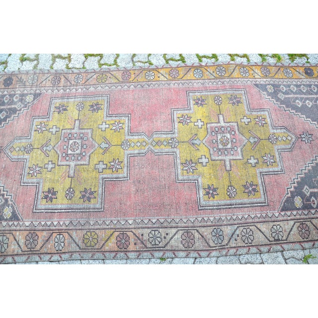 Textile Natural Soft Pastel Pink Decore Vintage Hand Knotted Rug For Sale - Image 7 of 11