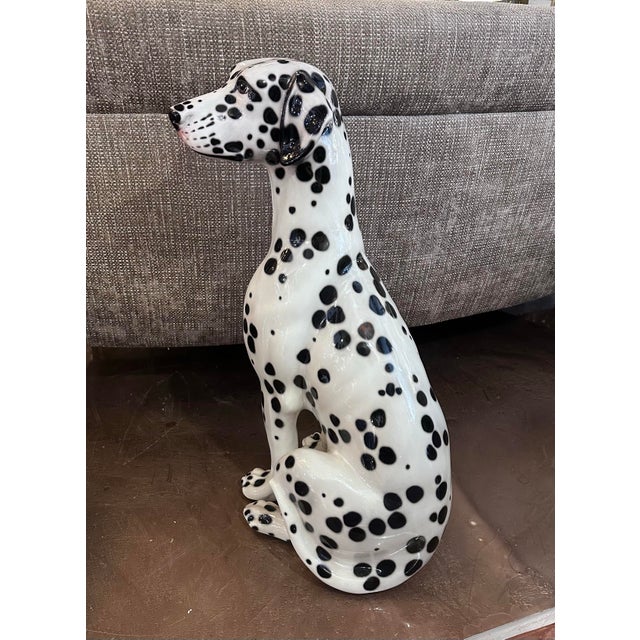 Natural size Italian mid century ceramic Dalmatian dog. Really beautiful condition.