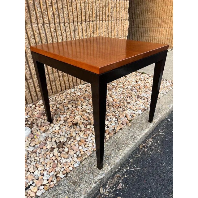 Wood Late 20th Century Contemporary Style Ebonized and Solid Cherry Square Side Table For Sale - Image 7 of 11