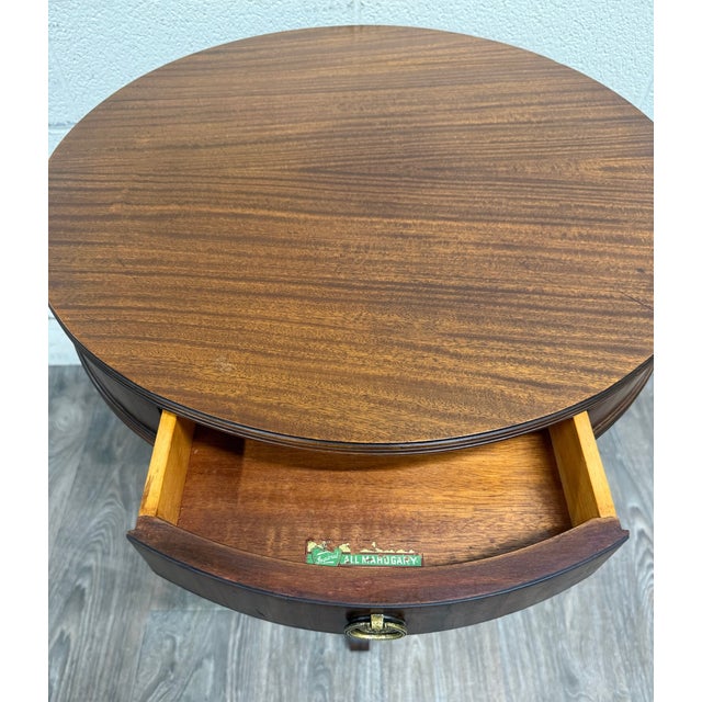 Brown Vintage Imperial Furniture All Mahogany Drum Table End Table Lamp Table For Sale - Image 8 of 13