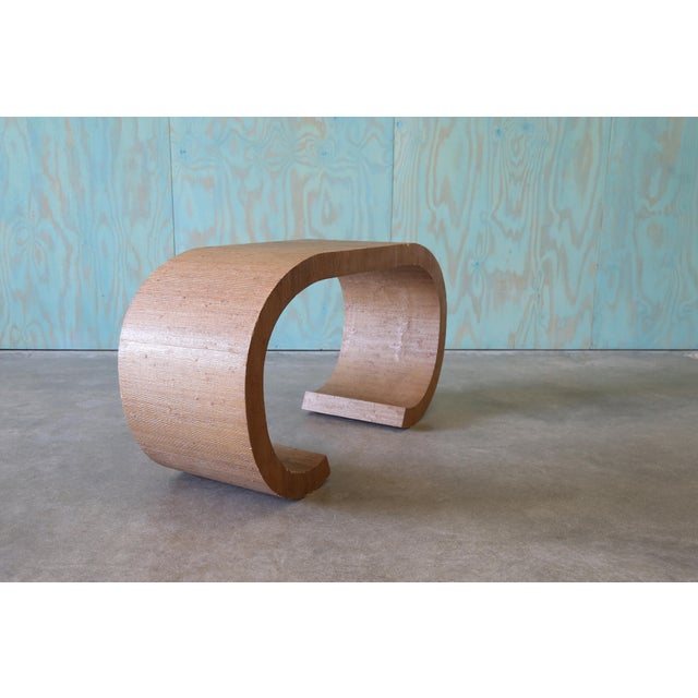 Karl Springer Vintage Grasscloth Table After Karl Springer Hollywood Regency Glamour For Sale - Image 4 of 11