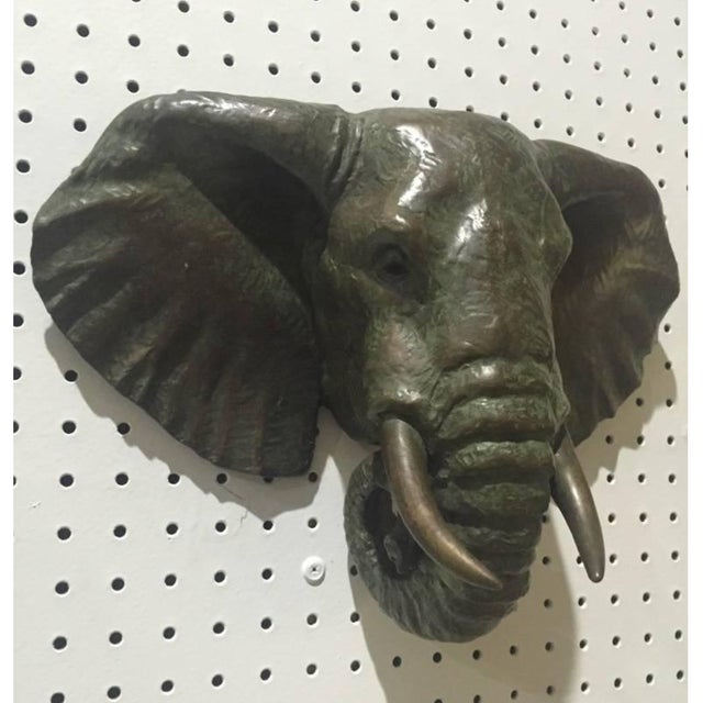 Mid-Century Modern Mid-Century Modern Pair of Bronze Elephant Heads For Sale - Image 3 of 9