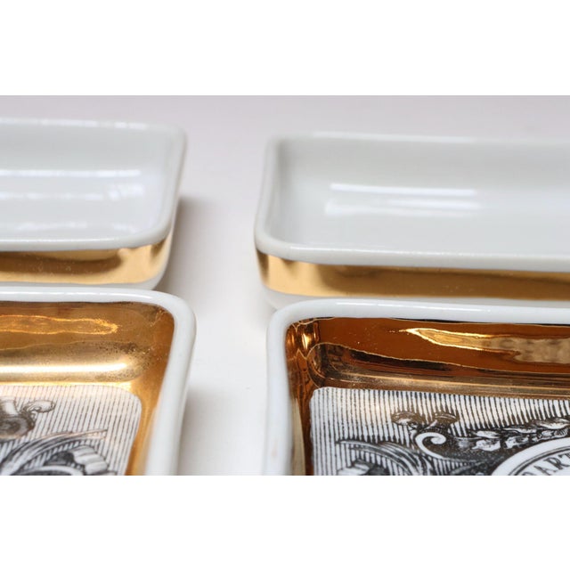 Set of Six Fornasetti Gilt Porcelain Profili Romani Roman Emperor Vide Poches For Sale - Image 15 of 18