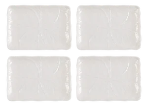 Cabbage Leaf Rectangular Appetizer Plates/Trays, Set of 4
