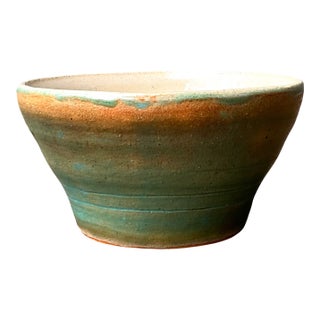Vintage Studio Pottery Green Bowl For Sale