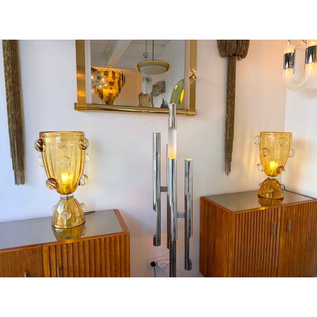 Contemporary Pair of Murano Glass Vase Macaroons Lamps, Italy For Sale - Image 12 of 12