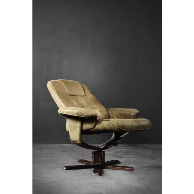 Brown Set of Mid-Century Modern Danish Brown Swivel Chair & Ottoman, 1960s For Sale - Image 8 of 18