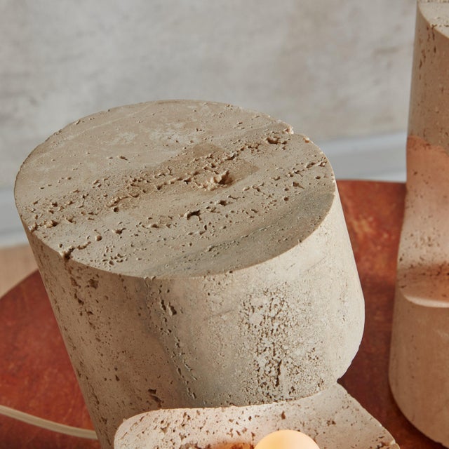 Travertine Table Lamp by Giuliano Cesari for Nucleo, Italy 1971 For Sale - Image 4 of 12
