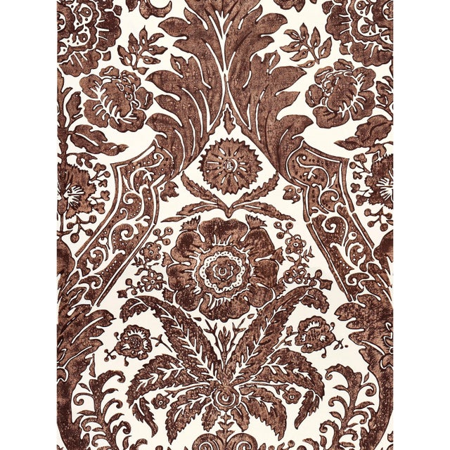 Sample - The House of Scalamandre Luciana Damask Print Wallcovering, Espresso For Sale