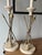Ecru Mid 20th Century French Arrow & Tassel Lamps on Travertine Bases With Original Fabric Shades-a Pair For Sale - Image 8 of 12