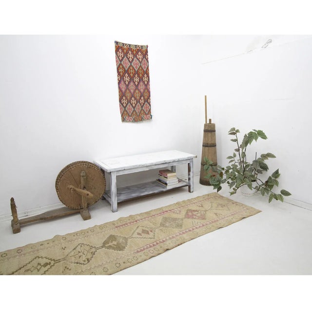 Faded Vintage Herki Runner Rug For Sale In Los Angeles - Image 6 of 7