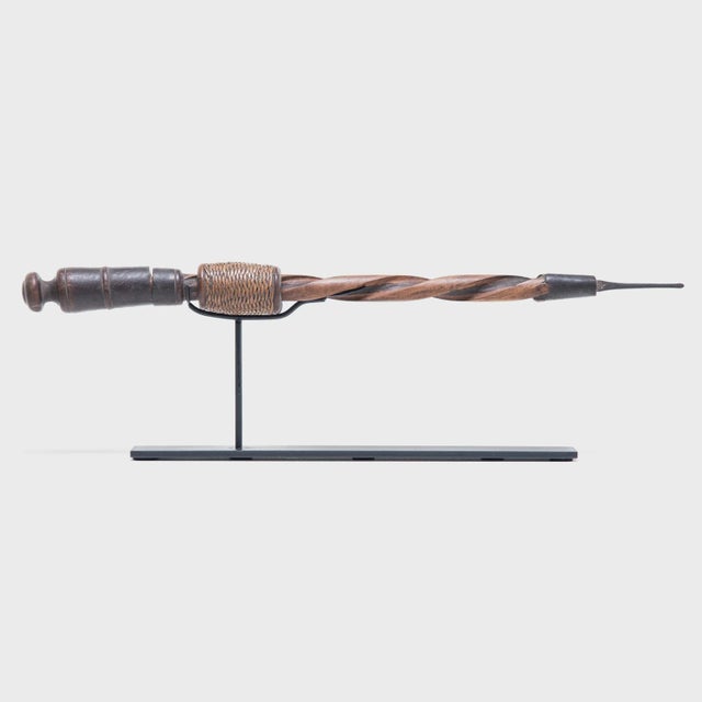 1900 - 1909 Antique Indonesian Mechanical Drill on Mount For Sale - Image 5 of 5