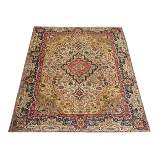 1950s Old Persian Tabriz Area Rug 8’0″ X 11’4″ For Sale