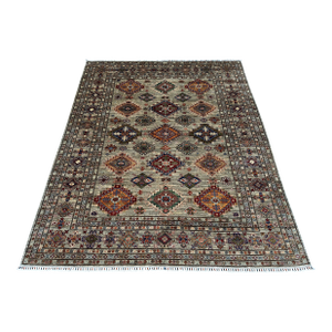 Hand-Knotted Afghan Kazak Wool Area Rug - 8'2" X 10'