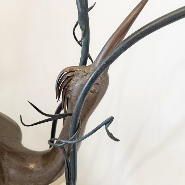 Early 20th Century Art Nouveau Bronze Crane Floor Lamp For Sale - Image 4 of 7
