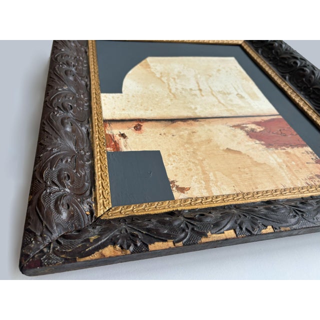 Black “Rodeo” Black Abstract Art in Antique Frame, Transitional Living Room Art by JTS For Sale - Image 8 of 10