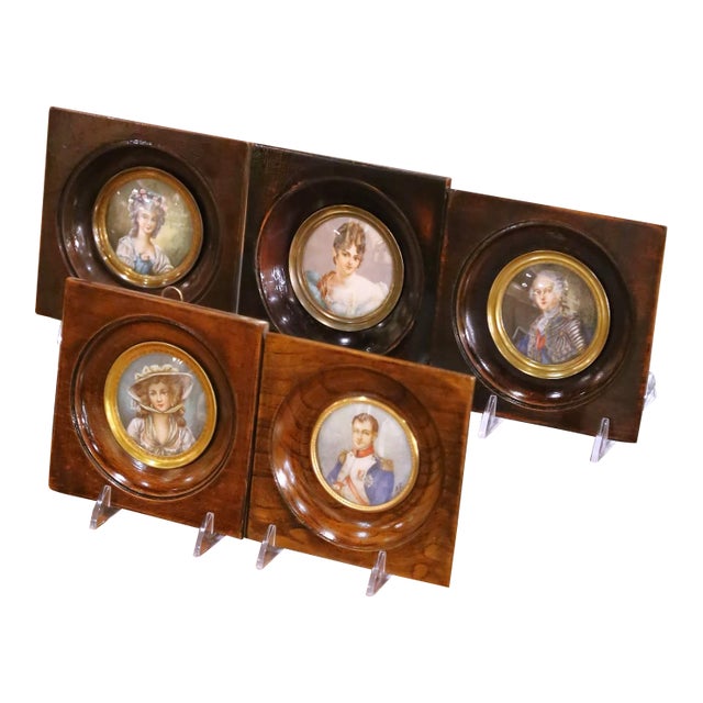 19th Century French Hand-Colored Portrait Medallions of Royal Figures, Set of 5 For Sale