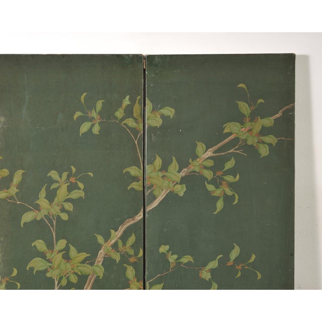 English Chinoiserie Decorated Flora and Fauna Folding Screen For Sale - Image 10 of 18