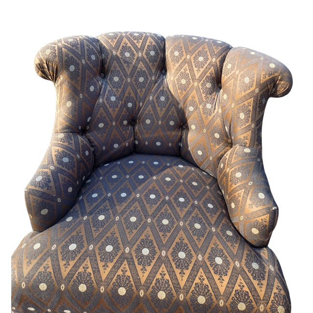Brown Marge Carson Boudoir Lounge Accent Chair French Tuffed Wingback Armchair Regency For Sale - Image 8 of 11