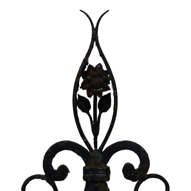 Metal Antique 99" Black Painted Metal Wishing Well With Cast Iron Planter C1920 For Sale - Image 7 of 9