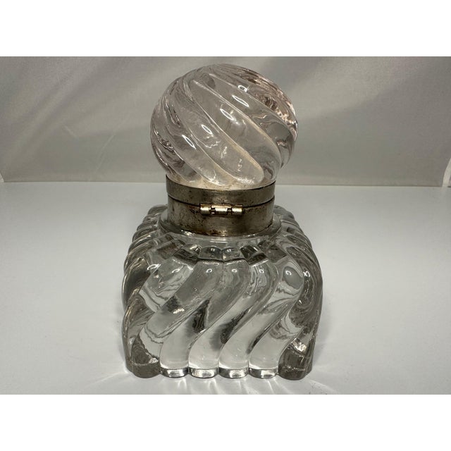 Victorian Victorian Swirled Glass Inkwell: Antique Desk Decor For Sale - Image 3 of 10