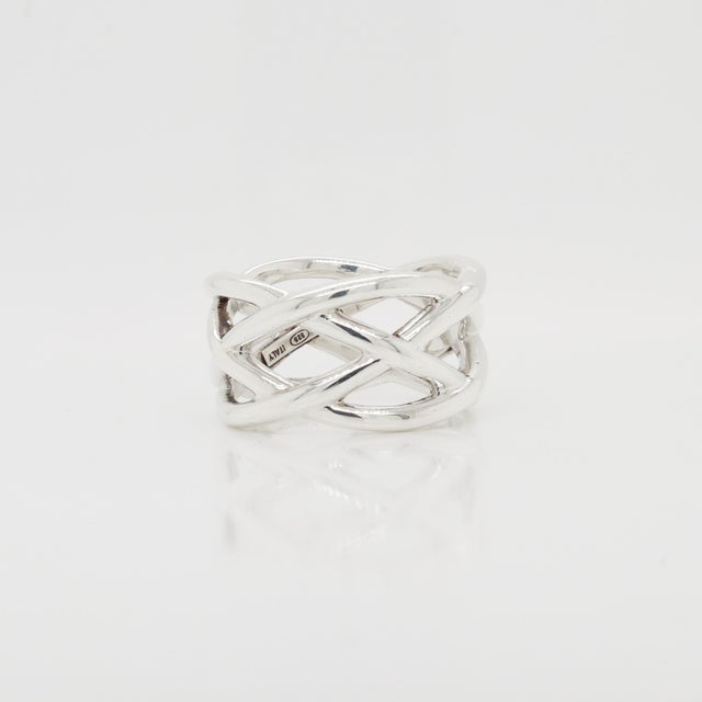 Silver Vintage Tiffany & Co. Sterling Silver Braided Crisscross Ring For Sale - Image 8 of 15