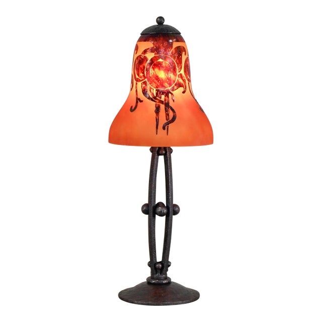 French Art Deco Lamp by Schneider Le Verre Francais - 1925 Cameo Glass France For Sale