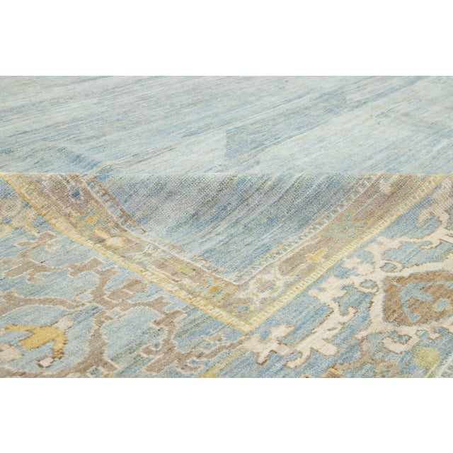 Textile 12 X 15 Apadana's Modern Sultanabad Blue Designed Wool Rug For Sale - Image 7 of 10