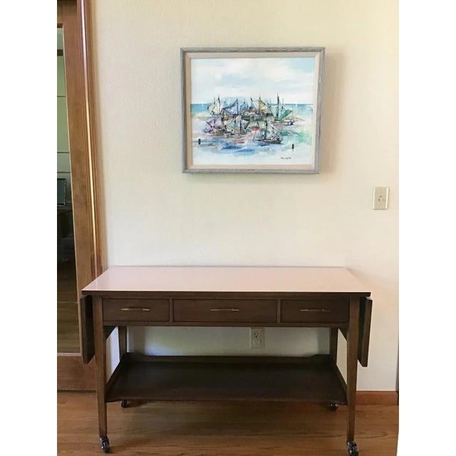 1980s Original Haitian Sailboats Oil Painting by Michel Valestin For Sale - Image 4 of 11