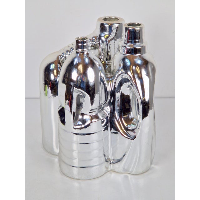 Silver Ceramic Vases and Cleaning Bottles from Pols Potten, 1990s, Set of 3 For Sale - Image 11 of 13