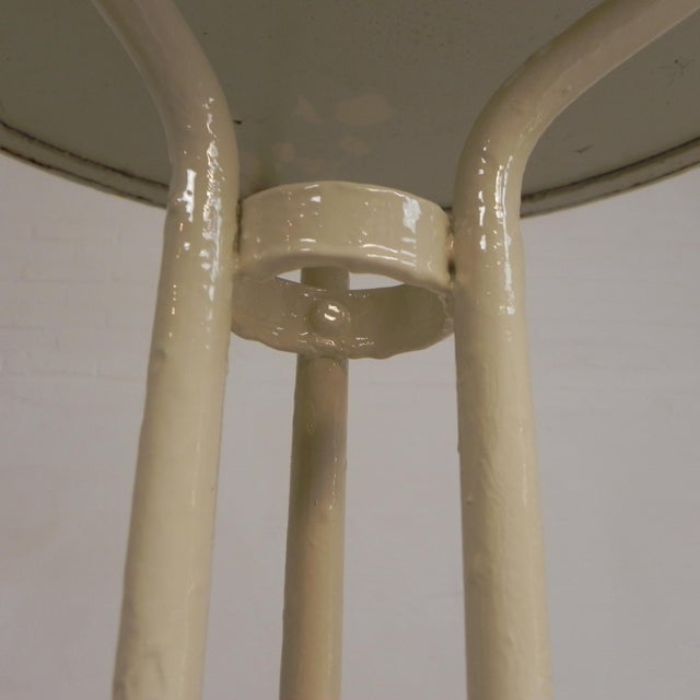 Beige Bistro Table with Cast Iron Legs and Round Steel Top, 1930s For Sale - Image 8 of 18