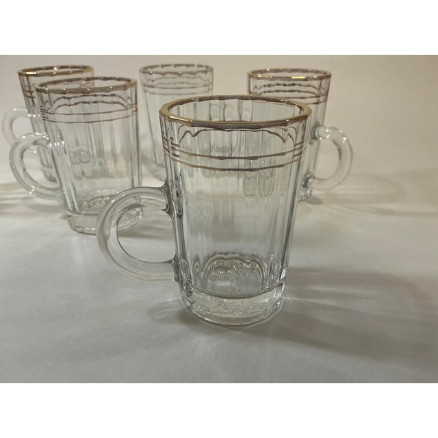 French Vintage Arcoroc France Gold Trim Demitasse/Expresso/Shot Glass Cup Set of 6 For Sale - Image 3 of 6