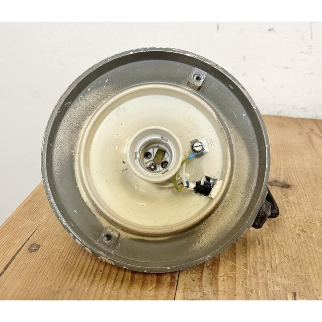 Industrial Grey Bunker Cage Light from Polam Gdansk, 1970s For Sale - Image 12 of 18