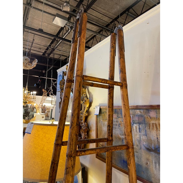19th Century French Bamboo Folding Double Library Ladder For Sale - Image 4 of 18