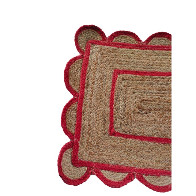 Scallop Jute Doormat in Red Chairish