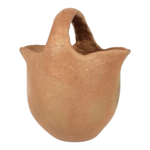 Taos Pueblo Micaceous 5.25" Clay Pot W Handle Native American Pottery