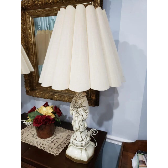1900s Porcelain Statue Lamps - A Pair For Sale - Image 9 of 11