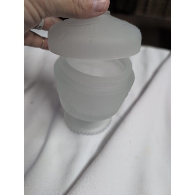 Vintage Frosted Glass Covered Dish With Lid For Sale - Image 4 of 4