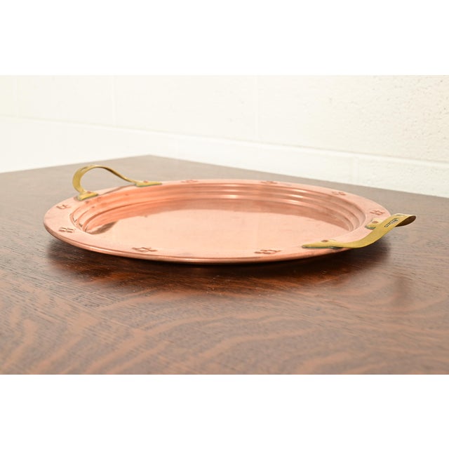Early 20th Century Roycroft Style Swedish Arts & Crafts Copper and Brass Handled Tray For Sale - Image 5 of 13
