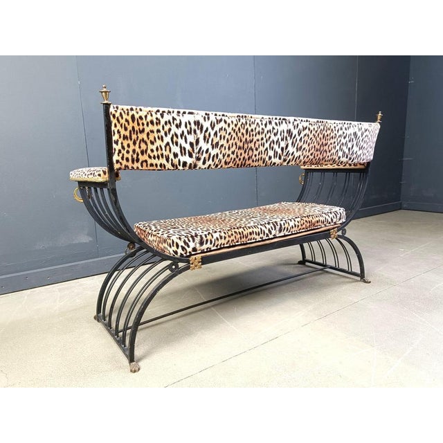 Curule Bench in the style of Maison Jansen, 1960s For Sale - Image 4 of 12