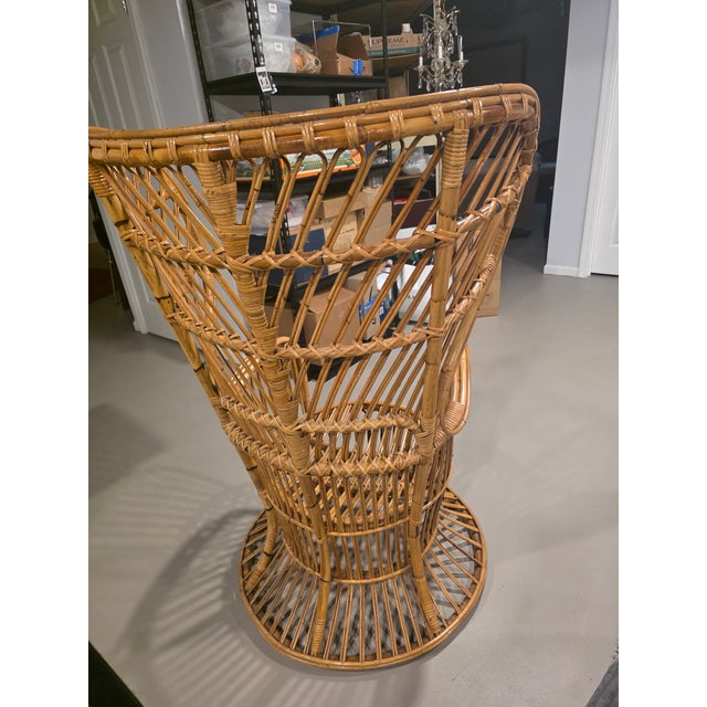 Wood Rattan Peacock Chair, Circa 1960s, Attributed to Gio Ponti and Lio Carminati For Sale - Image 7 of 8